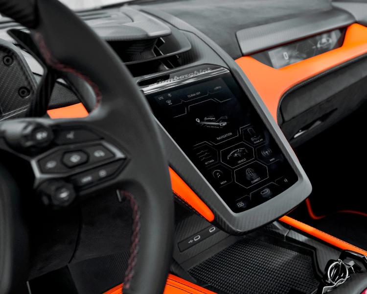 Lamborghini Revuelto interior cabin with smart responsive display integration