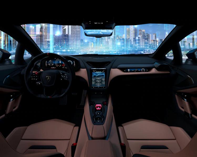 Lamborghini Temerario interior featuring the triple-screen dashboard and display for seamless digital connectivity